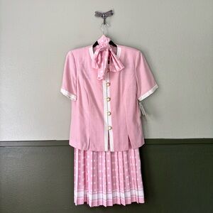 Vintage Deadstock Leslie Fay Pink Skirt Set with Scarf Size 10